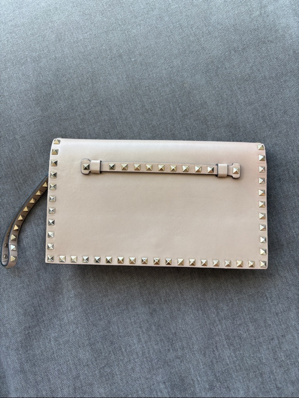 Valentino Garavani Blush Pink Rockstud Wristlet Clutch